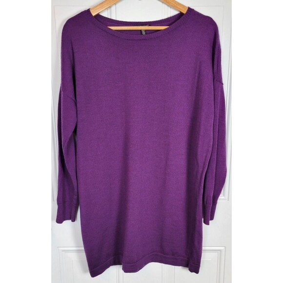 Eileen Fisher Merino Wool Tunic Sweater Size S Purple Modest Closet Staple - Picture 1 of 7